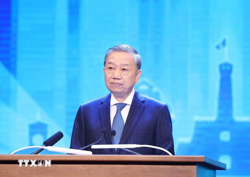 Tổng Bí thư Tô Lâm phát biểu tại Lễ khai mạc hội nghị. (Ảnh: Thống Nhất/TTXVN)