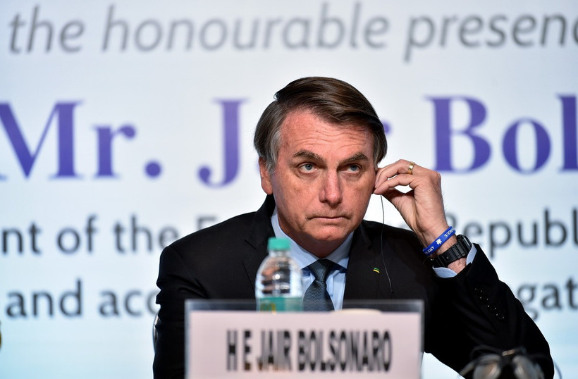 Ông Jair Bolsonaro, lúc đang là Tổng thống Brazil, phát biểu tại một sự kiện ở New Delhi, Ấn Độ ngày 27/1/2020. (Ảnh: ANI/TTXVN)
