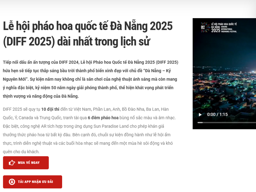 Mua vé trực tiếp trên website của Lễ hội.