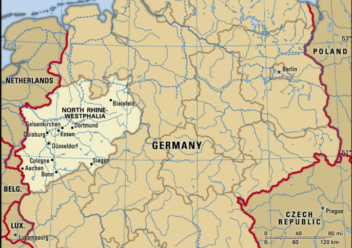 North Rhine-Westphalia - bang đông dân nhất nước Đức. (Nguồn: britannica.com)