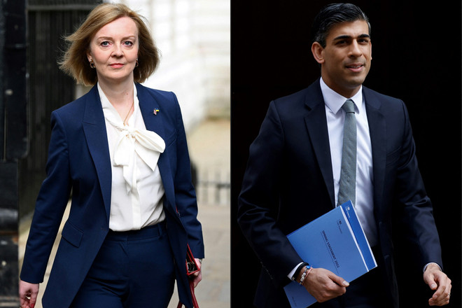 Cựu Bộ trưởng Tài chính Rishi Sunak (phải) và Ngoại trưởng Liz Truss của Anh. (Ảnh: AFP/ TTXVN) Đảng Bảo thủ công bố hai ứng cử viên tranh chức Thủ tướng Anh ảnh 1