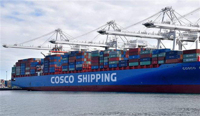 Container hàng hóa thuộc Tập đoàn vận tải biển COSCO của Trung Quốc cập cảng Long Beach, hạt Los Angeles, bang California (Mỹ) ngày 14/8/2019. (Nguồn: THX/TTXVN) ASEAN giữ vai trò gì trong cuộc đối đầu giữa Mỹ và Trung Quốc? ảnh 2
