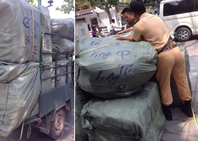 Hà Nội: Phát hiện 254 cặp da không rõ nguồn gốc trên xe ba bánh ảnh 1