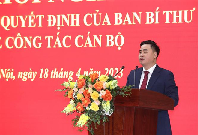 Ông Phạm Minh Tuấn, Phó Tổng Biên tập phụ trách Tạp chí Cộng sản, phát biểu tại hội nghị. (Ảnh: Phương Hoa/TTXVN) Ông Phạm Minh Tuấn là Phó Tổng Biên tập phụ trách tạp chí Cộng sản ảnh 2