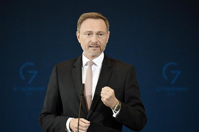 Ông Christian Lindner phát biểu trong cuộc họp báo ở Berlin ngày 30/5/2022. (Ảnh: AFP/TTXVN) Đức: Ông Christian Lindner tái đắc cử chức Chủ tịch đảng FDP ảnh 1