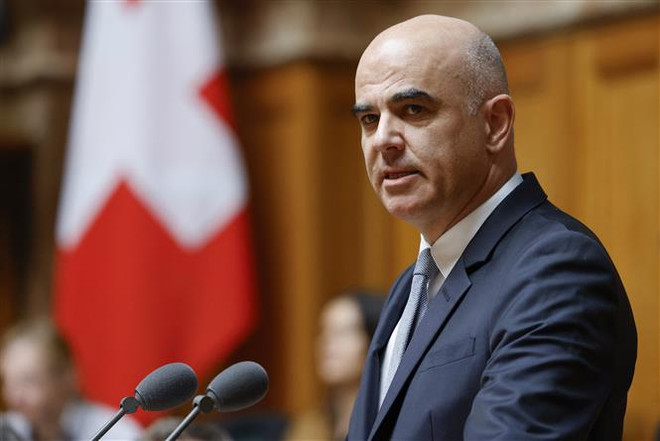 Tổng thống Thụy Sĩ Alain Berset. (Ảnh: AFP/TTXVN) Thụy Sĩ không hỗ trợ quân sự cho bất cứ bên nào trong xung đột Ukraine ảnh 1