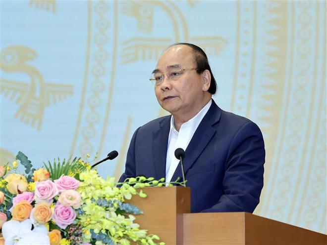 Thủ tướng Nguyễn Xuân Phúc phát biểu chỉ đạo. (Ảnh: Thống Nhất/TTXVN) 'Chính phủ phải nhận lỗi đầu tiên trong hệ thống xây dựng pháp luật' ảnh 1
