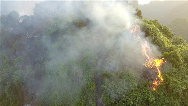 Ninh Bình: Cơ bản dập tắt đám cháy rừng tại khu vực mỏ khai thác đá ảnh 1