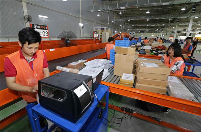 Phân loại hoàng hóa của hãng thương mại điện tử Lazada. (Ảnh: Trần Việt/TTXVN) Trung Quốc và ASEAN tăng cường hợp tác kinh tế kỹ thuật số ảnh 1
