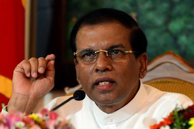 Tổng thống Sri Lanka Maithripala Sirisena. (Nguồn: AFP/TTXVN) Tổng thống Sri Lanka bổ nhiệm nội các sau khủng hoảng chính trị ảnh 1