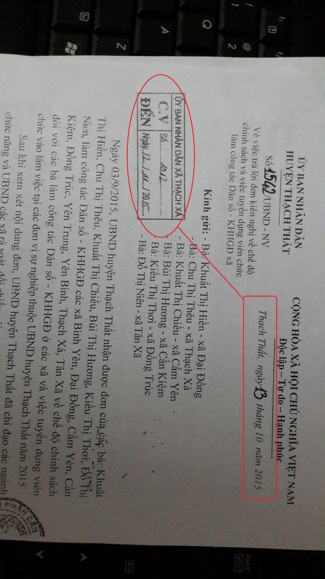 Bài 6: Đường đi kỳ lạ của công văn trả lời dân tại huyện Thạch Thất ảnh 3
