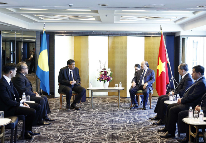 Chủ tịch nước gặp mặt các nhà lãnh đạo dự lễ quốc tang ở Nhật Bản ảnh 3