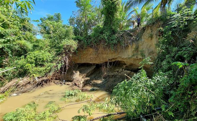 Ninh Thuận: Sạt lở bờ sông Dinh, hàng chục hộ dân ngày đêm lo lắng ảnh 1