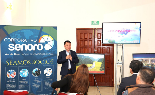 Tham tán Thương mại Việt Nam tại Mexico Lưu Vạn Khang phát biểu. (Ảnh: Phi Hùng/TTXVN) ttxvn_luu_van_khang.jpg