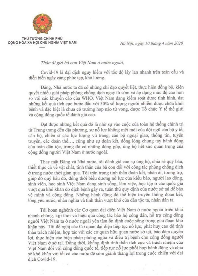 Thủ tướng Nguyễn Xuân Phúc gửi thư cho bà con người Việt ở nước ngoài ảnh 2