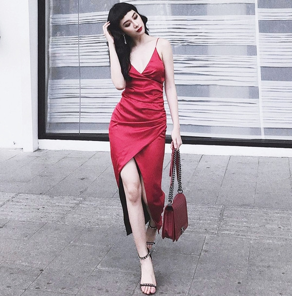 Mỹ nhân Việt lăng xê quần nhung, đầm hai dây gợi cảm trong tuần qua ảnh 5