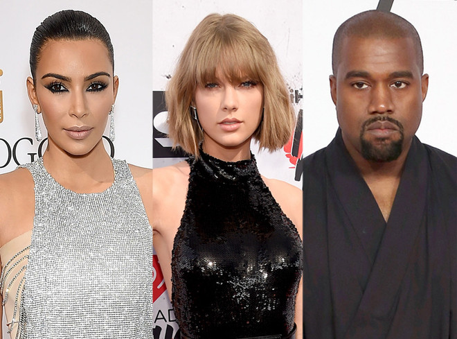 Hai chiến tuyến "thị phi": Taylor Swift và vợ chồng Kim – Kayne West. (Ảnh: E!) Giải trí quốc tế 2016: Khởi đầu đầy biến động, kết thúc sẽ ra sao? ảnh 2