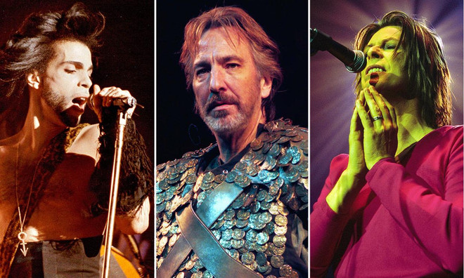 Ba nghệ sỹ tài năng ra đi trong sự tiếc nuối của công chúng: Prince, Alan Rickman, David Bowie. (Ảnh: BuzzWare) Giải trí quốc tế 2016: Khởi đầu đầy biến động, kết thúc sẽ ra sao? ảnh 1