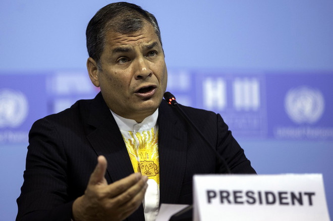 Tổng thống Ecuador Rafael Correa. (Nguồn: THX/TTXVN) Tổng thống Ecuador thừa nhận khó khăn của cánh tả Mỹ Latinh ảnh 1