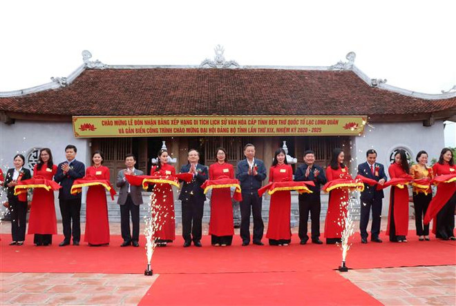 Tướng Tô Lâm dự lễ gắn biển công trình mừng Đại hội Đảng bộ Hưng Yên ảnh 2