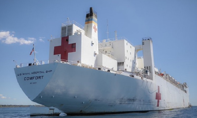 Tàu bệnh viện Mỹ ở ngoài khơi Haiti tạm ngừng hoạt động ảnh 1
