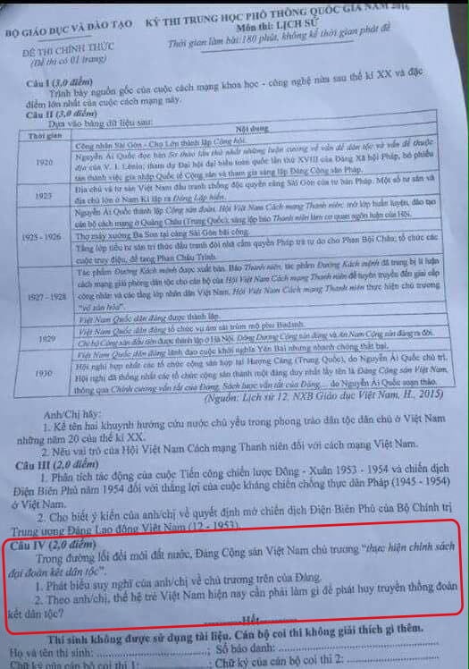Thí sinh thích thú với câu hỏi về Đại đoàn kết dân tộc trong đề Sử ảnh 3