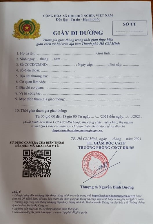 TP.HCM: Từ ngày 25/8, sử dụng giấy đi đường do Cơ quan Công an cấp ảnh 2