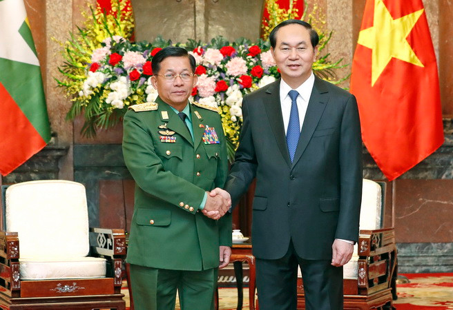 Chủ tịch nước Trần Đại Quang tiếp Thống tướng Myanmar Min Aung Hlaing ảnh 1