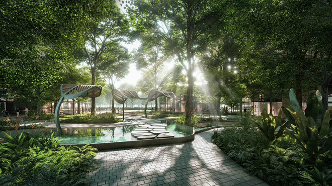 Quảng trường nhiệt đới xua tan nắng nóng thành Vinh. (Nguồn: Vietnam+) ecopark_4.png