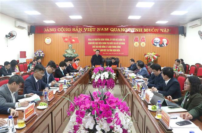 Ủy viên Bộ Chính trị Nguyễn Xuân Thắng thăm, làm việc tại Điện Biên ảnh 1