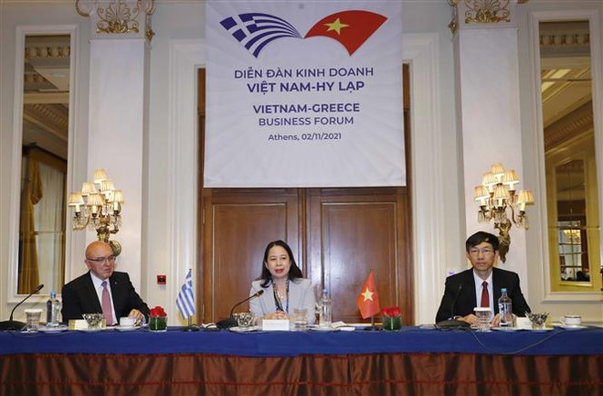 Phó Chủ tịch nước Võ Thị Ánh Xuân phát biểu. (Ảnh: Phương Hoa/TTXVN) Phó Chủ tịch nước kết thúc tốt đẹp chuyến thăm chính thức Hy Lạp ảnh 2