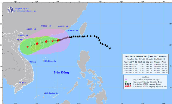 Bão số 4 di chuyển chậm theo hướng Tây với tốc độ 5km mỗi giờ ảnh 1