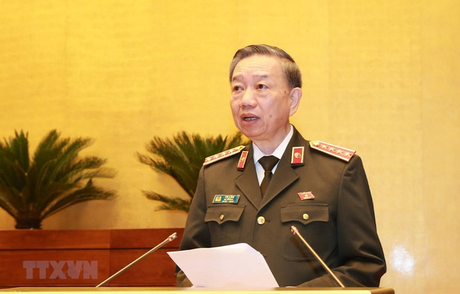 Bộ trưởng Bộ Công an Tô Lâm. (Ảnh: Doãn Tấn/TTXVN) Những hoạt động của Bộ trưởng Bộ Công an Tô Lâm tại Lào ảnh 1