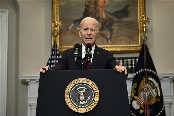 Tổng thống Joe Biden phát biểu tại Washington, DC, Mỹ. (Ảnh: AFP/TTXVN) Tổng thống Mỹ có thể không dự Hội nghị thượng đỉnh Bộ tứ ở Australia ảnh 1