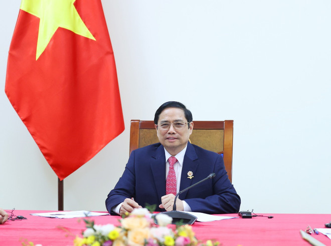 Thủ tướng Phạm Minh Chính điện đàm với Tổng thống nước Cộng hòa Chile Sebastian Piñera. (Ảnh: Dương Giang/TTXVN) Thủ tướng Phạm Minh Chính điện đàm với Tổng thống Cộng hòa Chile ảnh 1