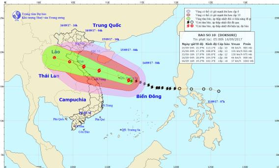 Bão số 10 sẽ mạnh thêm và tiến vào vùng bờ biển Nghệ An đến Quảng Trị ảnh 1