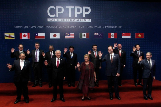 Đại diện các nước tại lễ ký thỏa thuận CPTPP ở Santiago, Chile ngày 8/3. (Nguồn: AFP/TTXVN) Thượng viện Mexico nỗ lực thông qua CPTPP trong tháng Tư ảnh 1