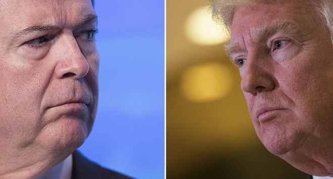 Tổng thống Mỹ Donald Trump (phải) và cựu Giám đốc FBI James Comey (trái). (Nguồn: AFP/TTXVN) Ông Donald Trump kêu gọi khởi tố cựu Giám đốc FBI James Comey ảnh 1