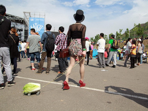 [Photo] Nghệ sĩ Trung Quốc dắt cải đi dạo để chống sự cô đơn ảnh 1