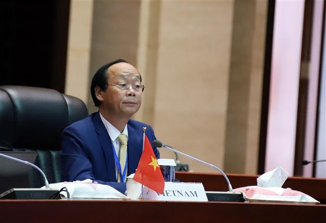 Thứ trưởng Bộ Tài nguyên và Môi trường, ông Võ Tuấn Nhân, trưởng đoàn Việt Nam tại Hội nghị Hội nghị Bộ trưởng Môi trường ASEAN lần thứ 17 (AMME 17), (Ảnh: Phạm Kiên/TTXVN) ASEAN tăng cường hợp tác trong các vấn đề về bảo vệ môi trường ảnh 1