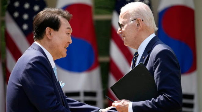 Tổng thống Mỹ và Hàn Quốc hội đàm song phương tại Trại David ảnh 1