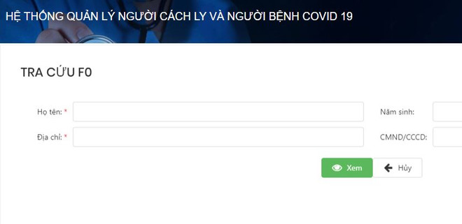 Hệ thống tra cứu nơi người thân đang cách ly, điều trị COVID-19 ảnh 1