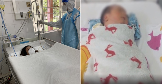 Hai mẹ con sản phụ được cứu sống. (Nguồn: VTC) Mẹ con sản phụ 22 tuổi ở Đồng Tháp mắc COVID-19 đã qua cơn nguy kịch ảnh 1