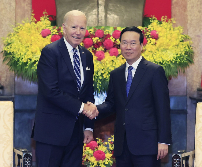 [Photo] Chủ tịch nước Võ Văn Thưởng tiếp Tổng thống Hoa Kỳ Joe Biden ảnh 1