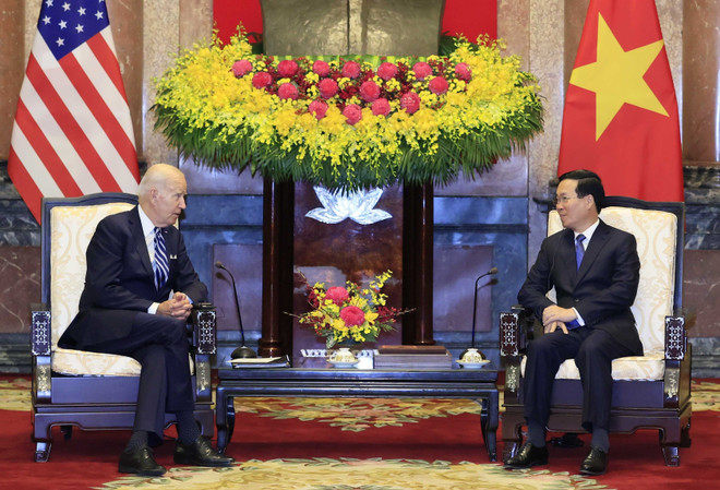 [Photo] Chủ tịch nước Võ Văn Thưởng tiếp Tổng thống Hoa Kỳ Joe Biden ảnh 4