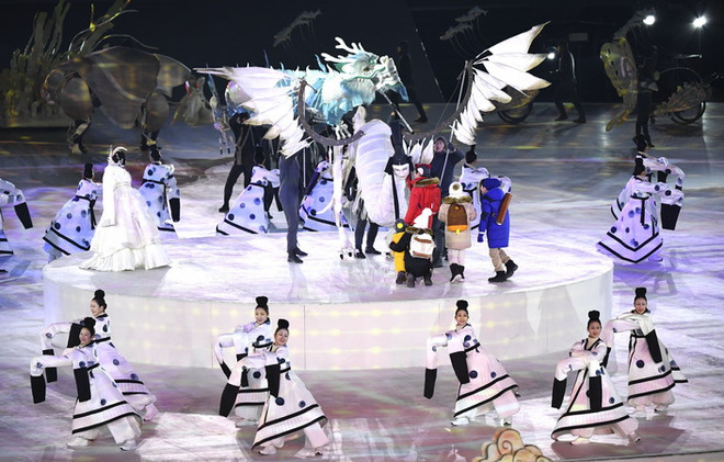 Hai miền Triều Tiên diễu hành chung khai mạc PyeongChang 2018 ảnh 2