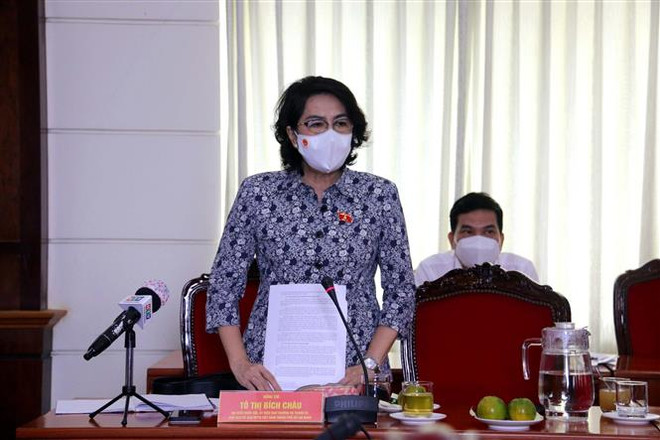 Đại biểu Quốc hội Tô Thị Bích Châu phát biểu tại buổi giám sát. (Ảnh: Thanh Vũ/TTXVN) TP Hồ Chí Minh cần có chiến lược lâu dài ứng phó với dịch COVID-19 ảnh 3