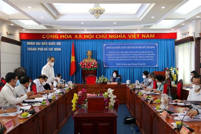 Quang cảnh buổi giám sát. (Ảnh: Thanh Vũ/TTXVN) TP Hồ Chí Minh cần có chiến lược lâu dài ứng phó với dịch COVID-19 ảnh 1