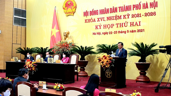 Toàn cảnh kỳ họp thứ 2 Hội đồng Nhân dân thành phố Hà Nội khóa XVI. (Ảnh: Nguyễn Dũng/TTXVN) Khai mạc Kỳ họp thứ 2 Hội đồng Nhân dân thành phố Hà Nội khóa XVI ảnh 1