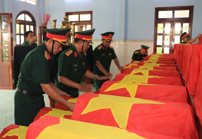 Hài cốt liệt sỹ lưu trữ tạm thời tại Đội K91 trong thời gian chờ đến ngày làm lễ truy điệu và cải táng tại nghĩa trang liệt sỹ. (Ảnh: TTXVN phát) ttxvn_liet_sy.jpg